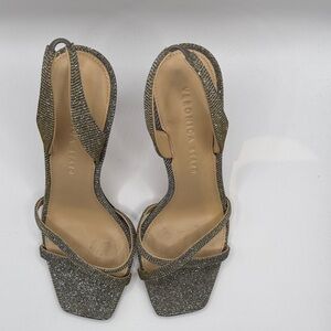 Veronica Beard Glittery Black Strappy Heels